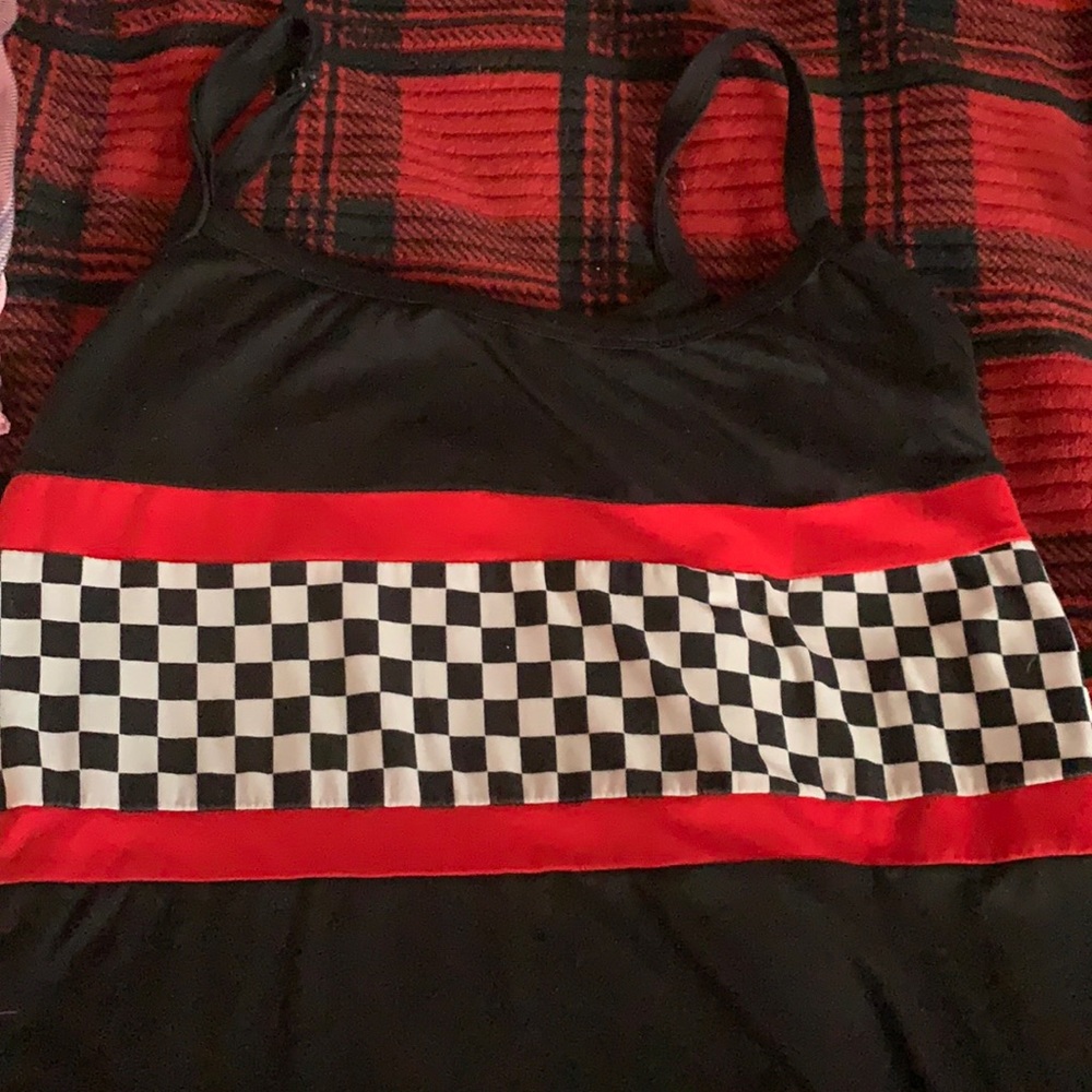 Black red and white checkered tank top